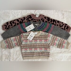All for $45 Zara kids Sweater Trio in Cream, Gray, and Pink
